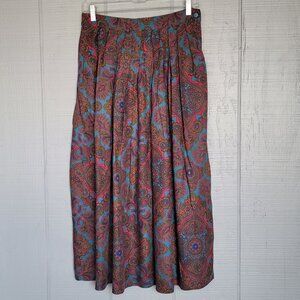 Autograph Vintage Floral Print Bright Boho Midi Skirt. Size 9/10